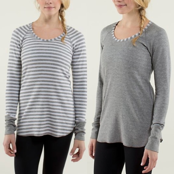 lululemon athletica Tops - Lululemon Open Your Heart Long Sleeve gray striped